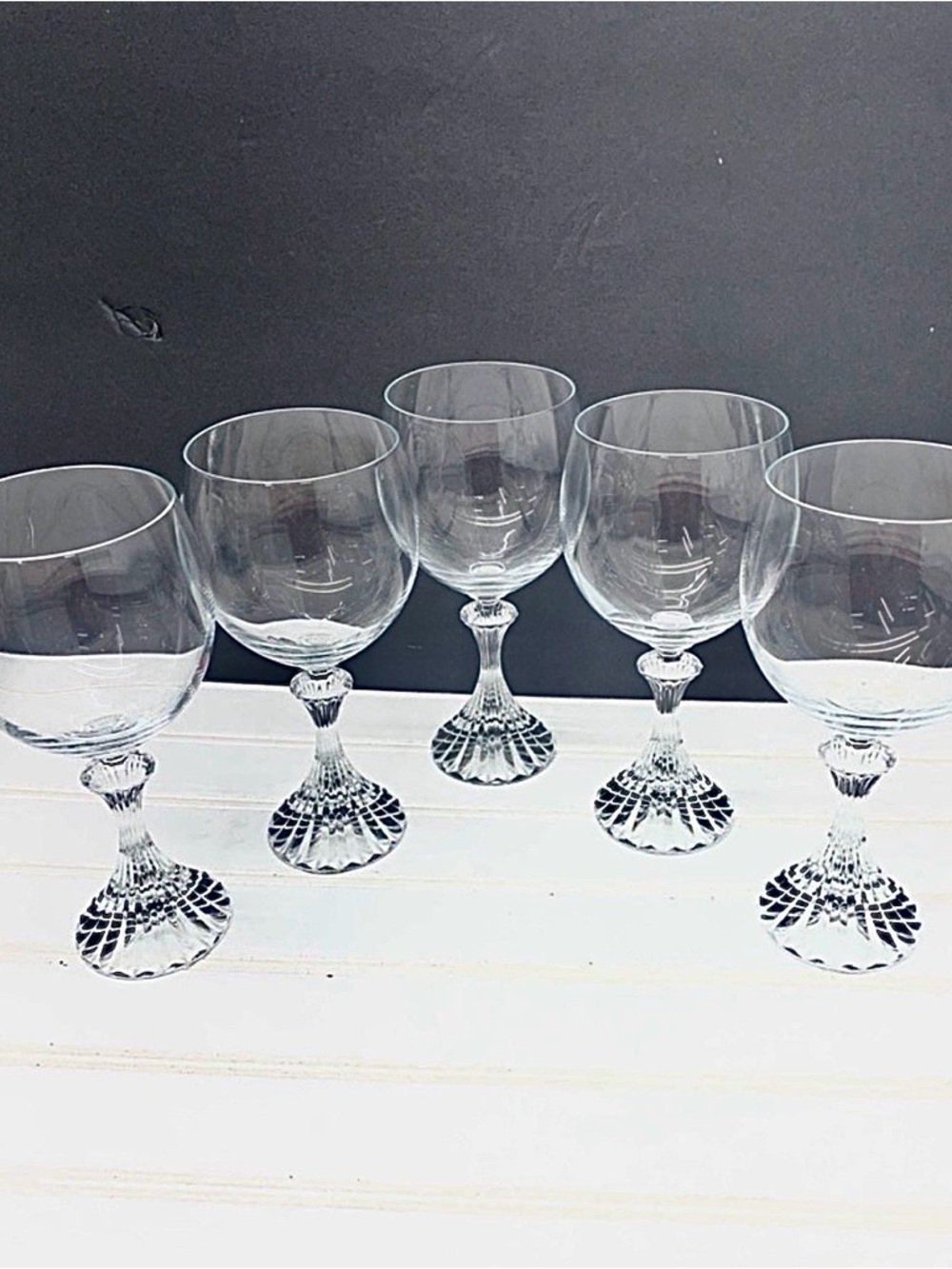 Mikasa The Ritz Crystal Burgundy Wine Glasses Stemmed Barware Set of Five